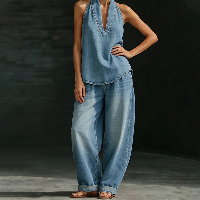 ⚡️Special Price Only ￡28.99 ⚡️Women's Casual Halter Top & Wide-Leg Pants Set