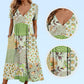 Women's V-neck dresses with short sleeves in patterned designs