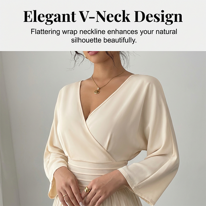 🥳2026 HOT SALE🥳💞50K+ SOLD!🌸👖 50% OFF! Women’s V-Neck Wide-Leg Jumpsuit – Smocked waist creates hourglass shape. Flowing 3/4 sleeves, graceful movement. A stunning piece for special occasions. 🛡️✅