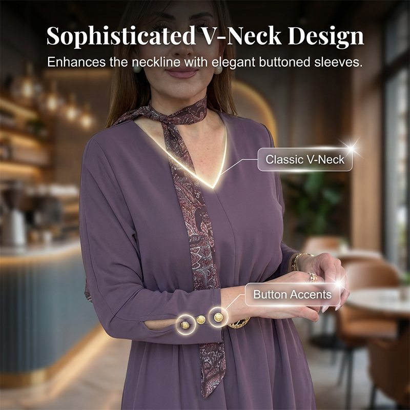 Women's Versatile V-Neck Midi Dress