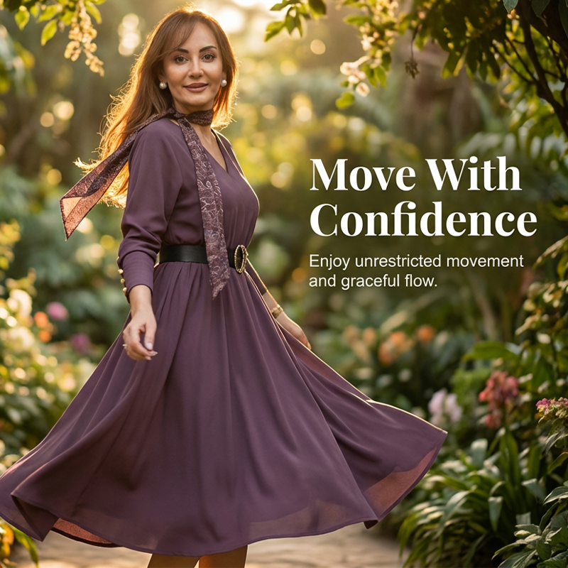 Women's Versatile V-Neck Midi Dress