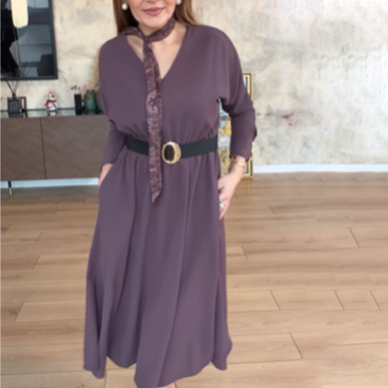 Women's Versatile V-Neck Midi Dress