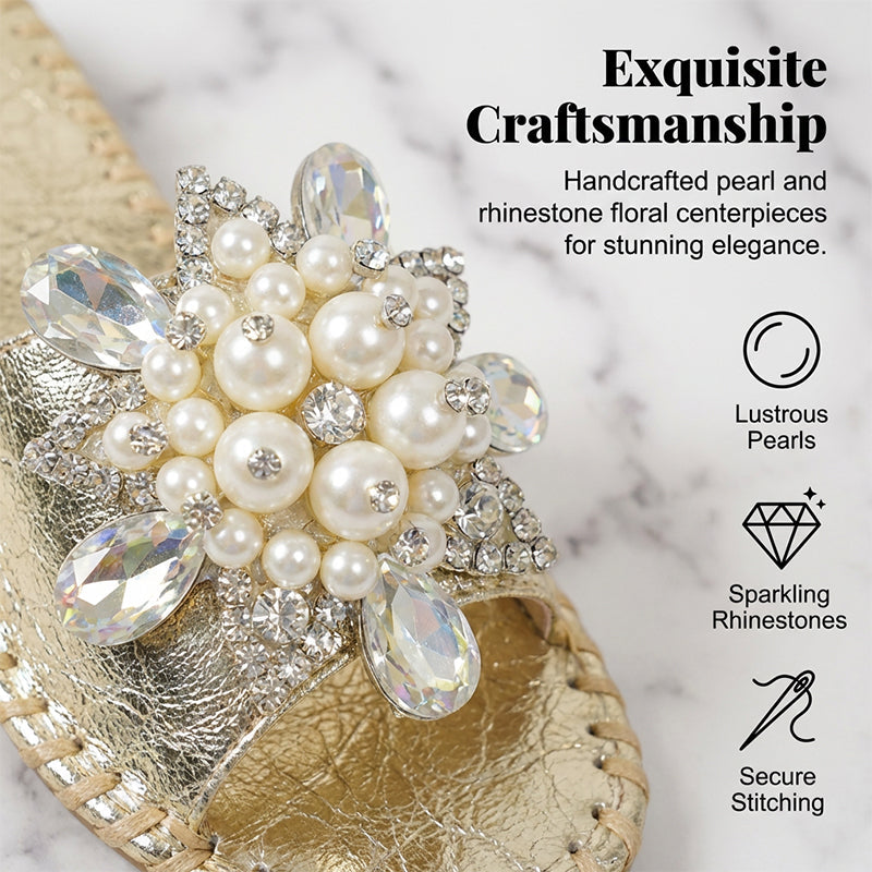 Women's Pearl & Rhinestone Embellished Slide Sandals