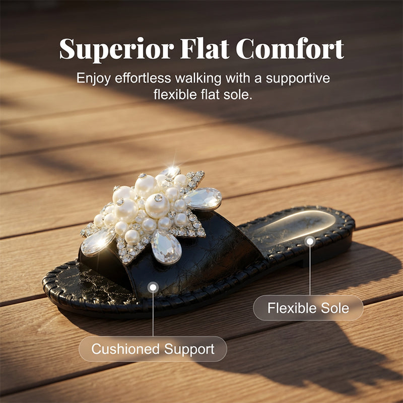 Women's Pearl & Rhinestone Embellished Slide Sandals