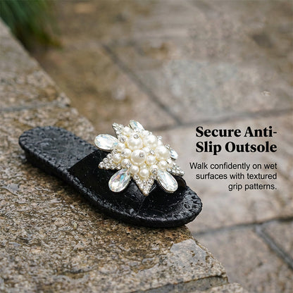 Women's Pearl & Rhinestone Embellished Slide Sandals