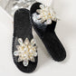 Women's Pearl & Rhinestone Embellished Slide Sandals
