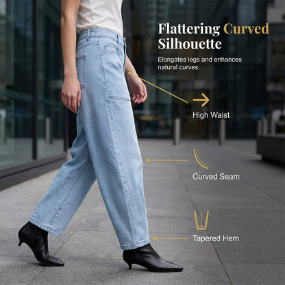 Casual Barrel Leg Jeans with Patch Pockets