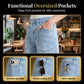 Casual Barrel Leg Jeans with Patch Pockets