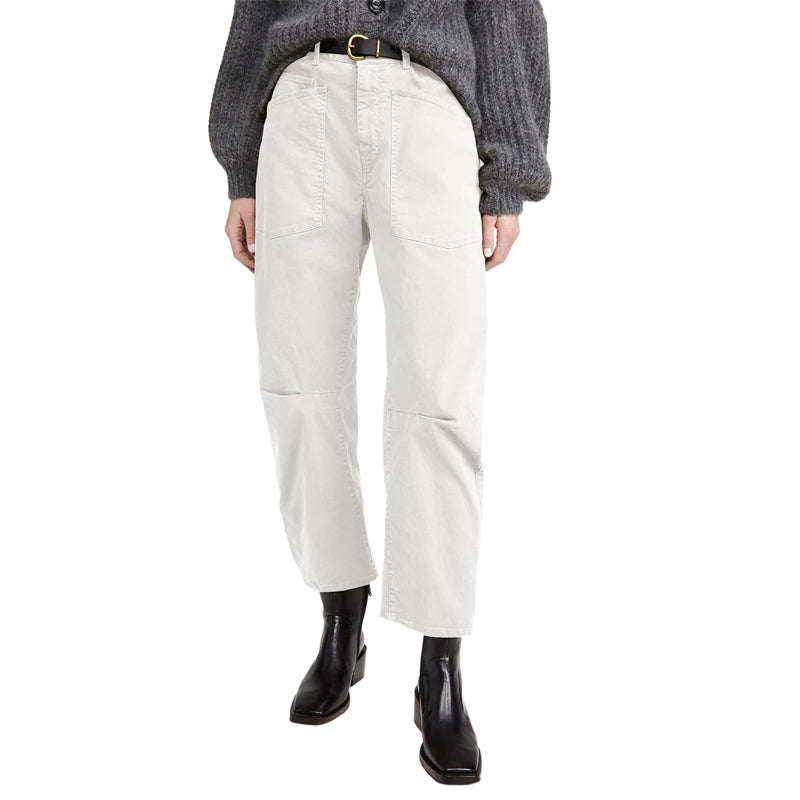 Casual Barrel Leg Jeans with Patch Pockets