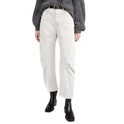 Casual Barrel Leg Jeans with Patch Pockets