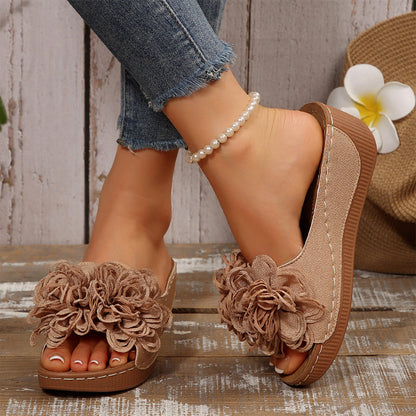 Women's Floral Appliqué Wedge Sandals