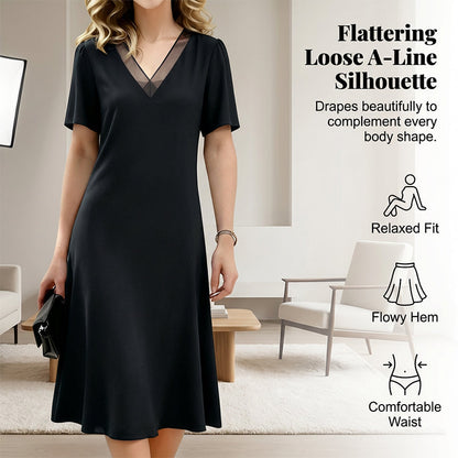 Women's Elegant V-Neck Mesh Dress