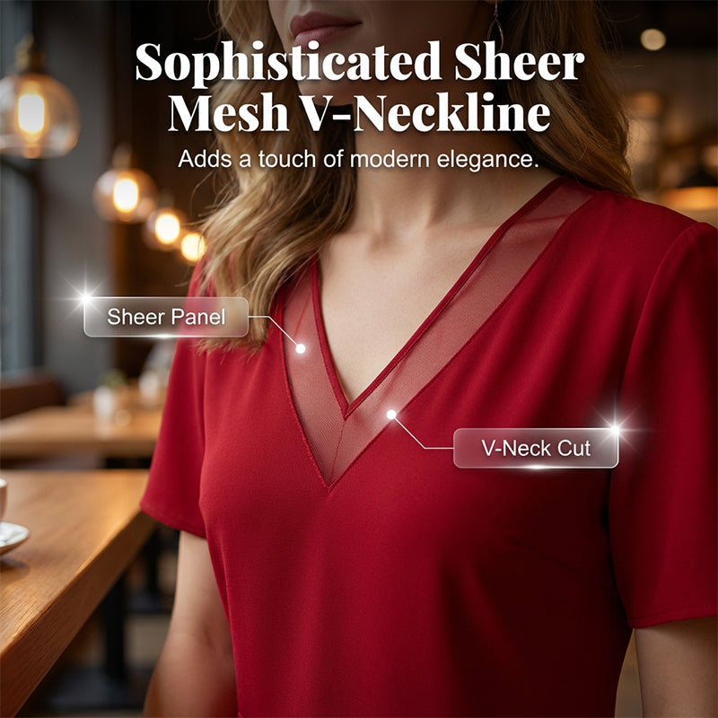 Women's Elegant V-Neck Mesh Dress