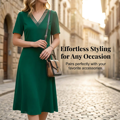 Women's Elegant V-Neck Mesh Dress