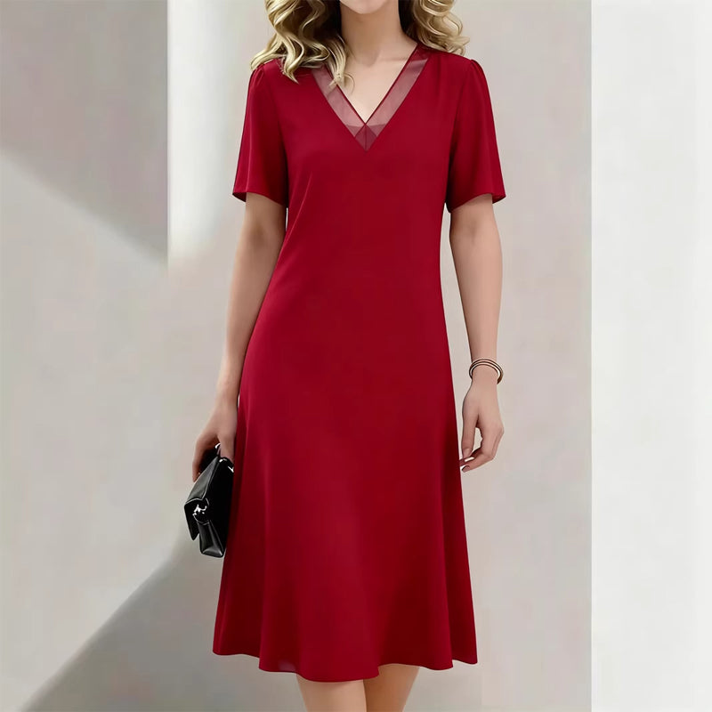 Women's Elegant V-Neck Mesh Dress