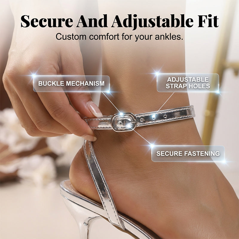 Rhinestone Ankle Strap Sandals with Sculptural Heel