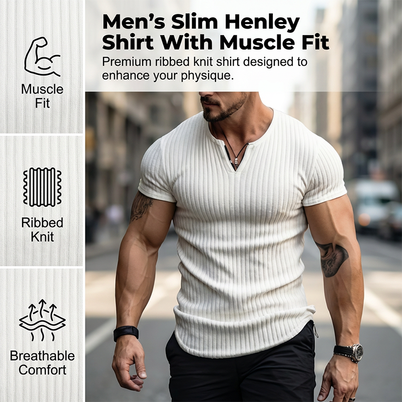 Men's Slim Solid Henley Shirt