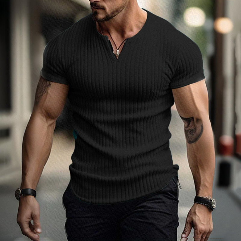 Men's Slim Solid Henley Shirt