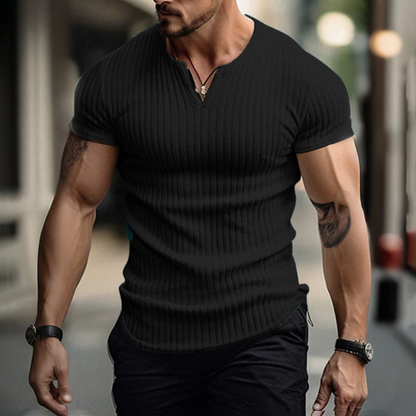 Men's Slim Solid Henley Shirt