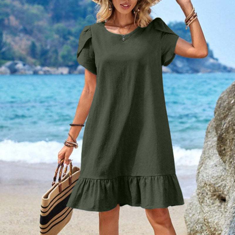 Women's Summer Casual Ruffle Hem Dress