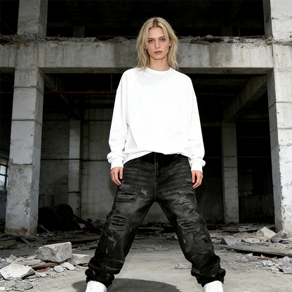 ✅ Hot-selling style – 50% OFF for a limited time!    Casual Straight Leg Denim with Patch Details