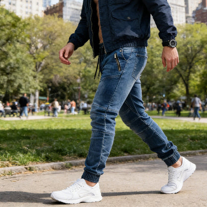 ⏰  💖50% off!💖Men's Slim-Fit Denim Joggers with Zipper Pockets