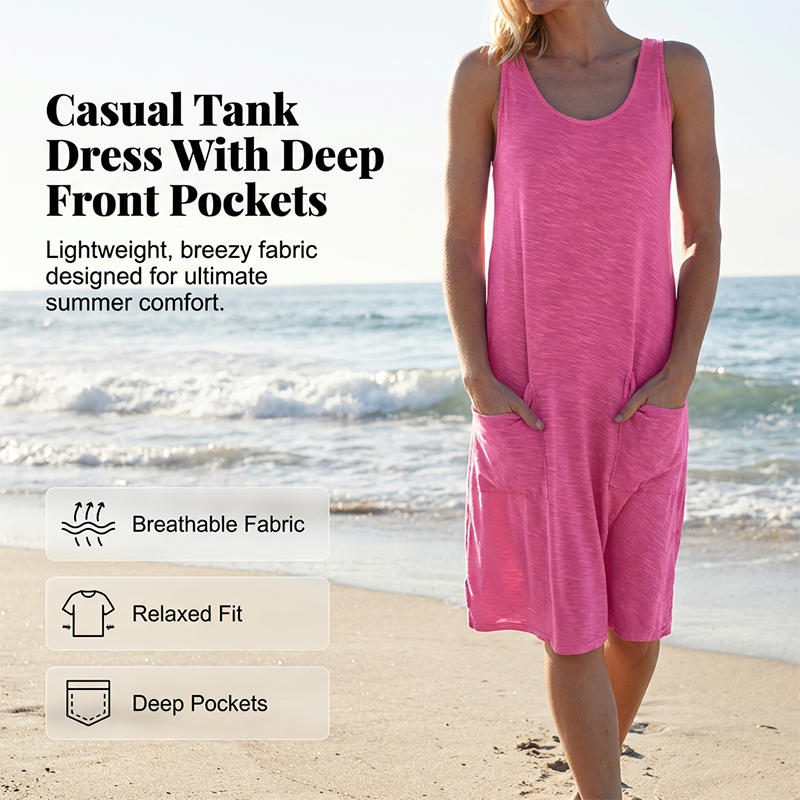 Women's Summer Casual Tank Dress with Pockets