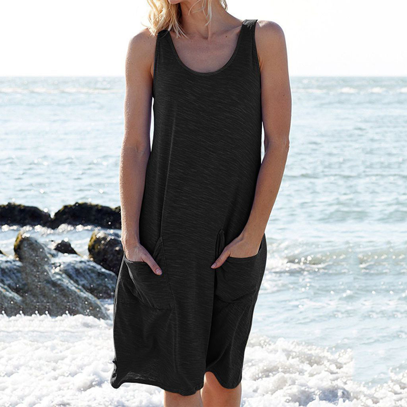 Women's Summer Casual Tank Dress with Pockets