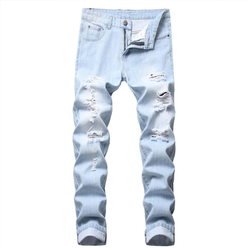 Men's Slim Straight Ripped Jeans