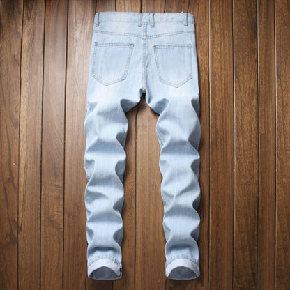 Men's Slim Straight Ripped Jeans