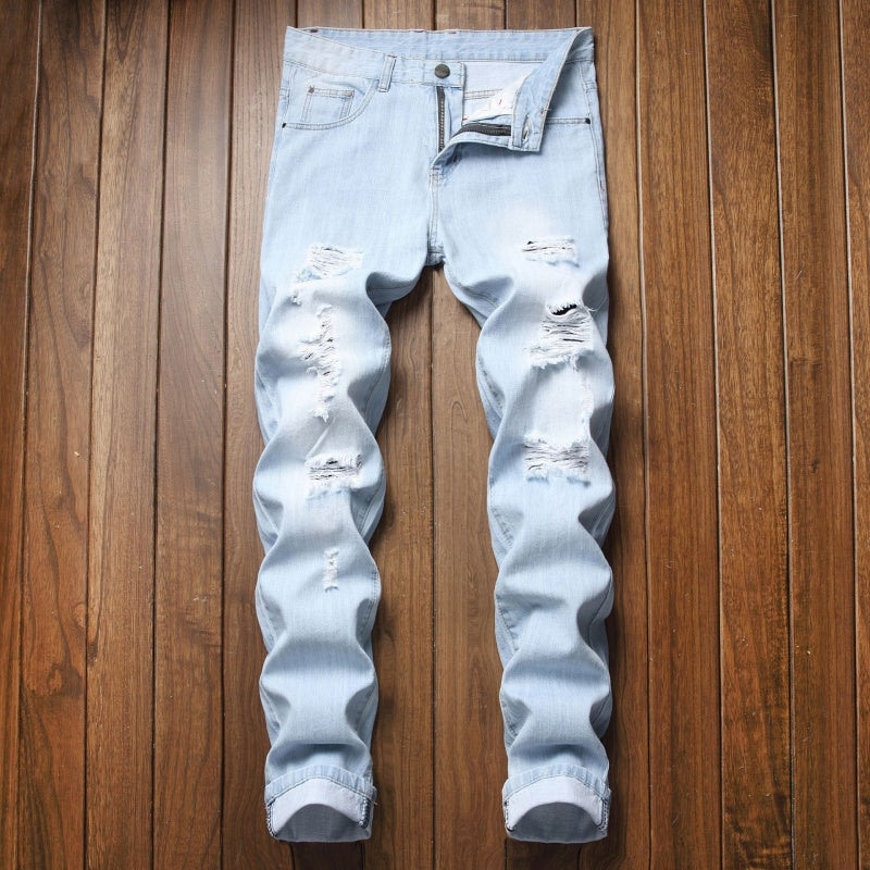 Men's Slim Straight Ripped Jeans