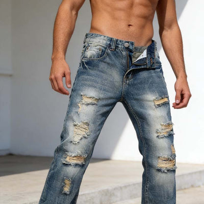 Men's Slim Straight Ripped Jeans