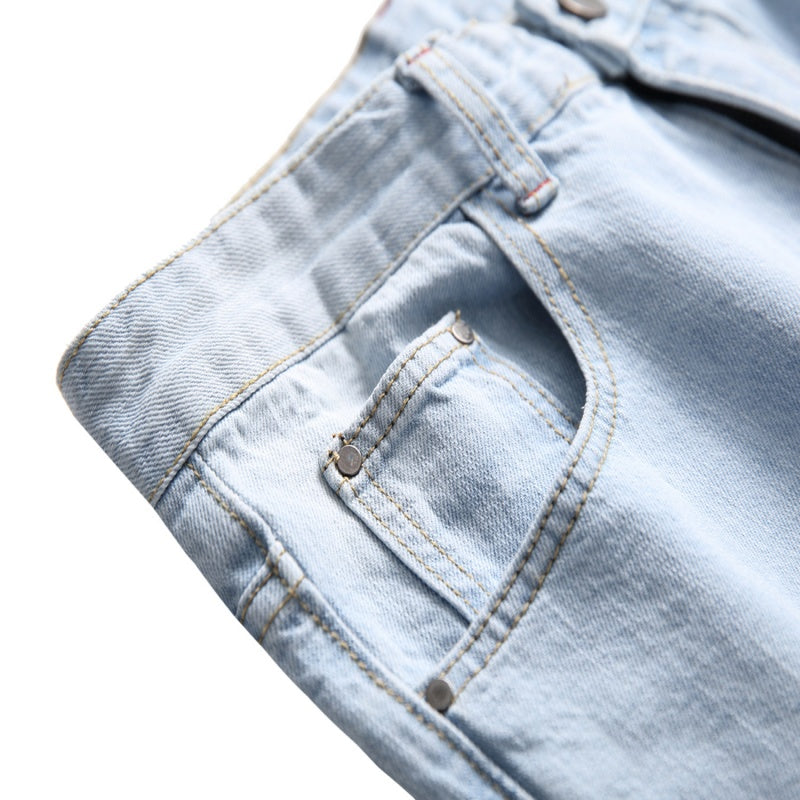 Men's Slim Straight Ripped Jeans
