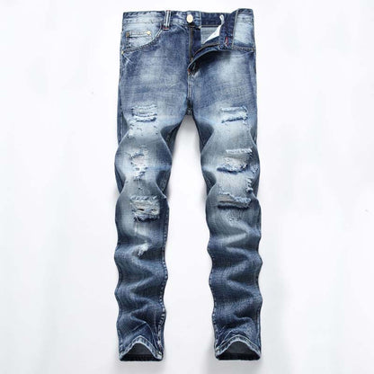 Men's Slim Straight Ripped Jeans