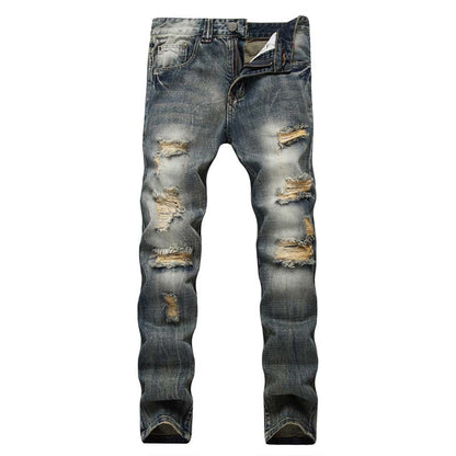 Men's Slim Straight Ripped Jeans