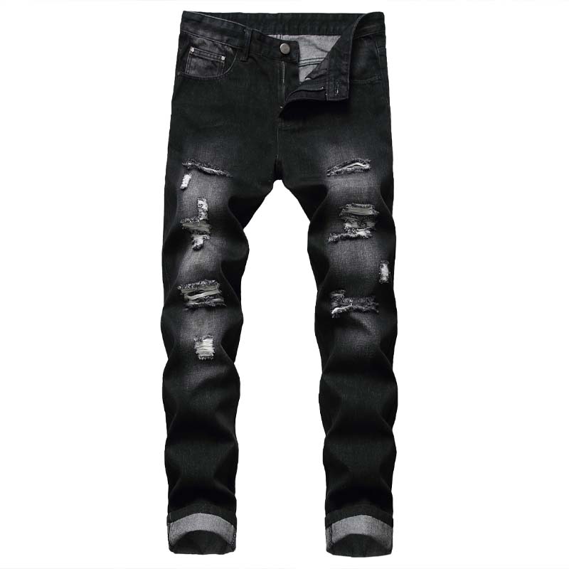 Men's Slim Straight Ripped Jeans