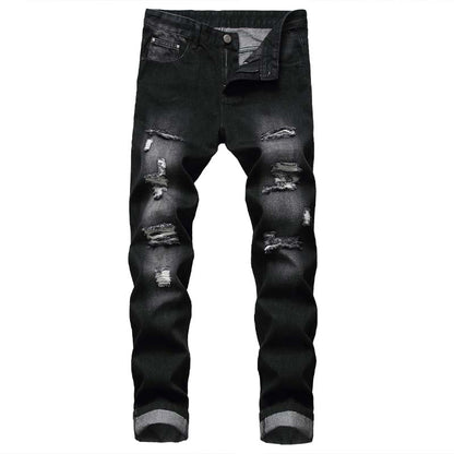 Men's Slim Straight Ripped Jeans
