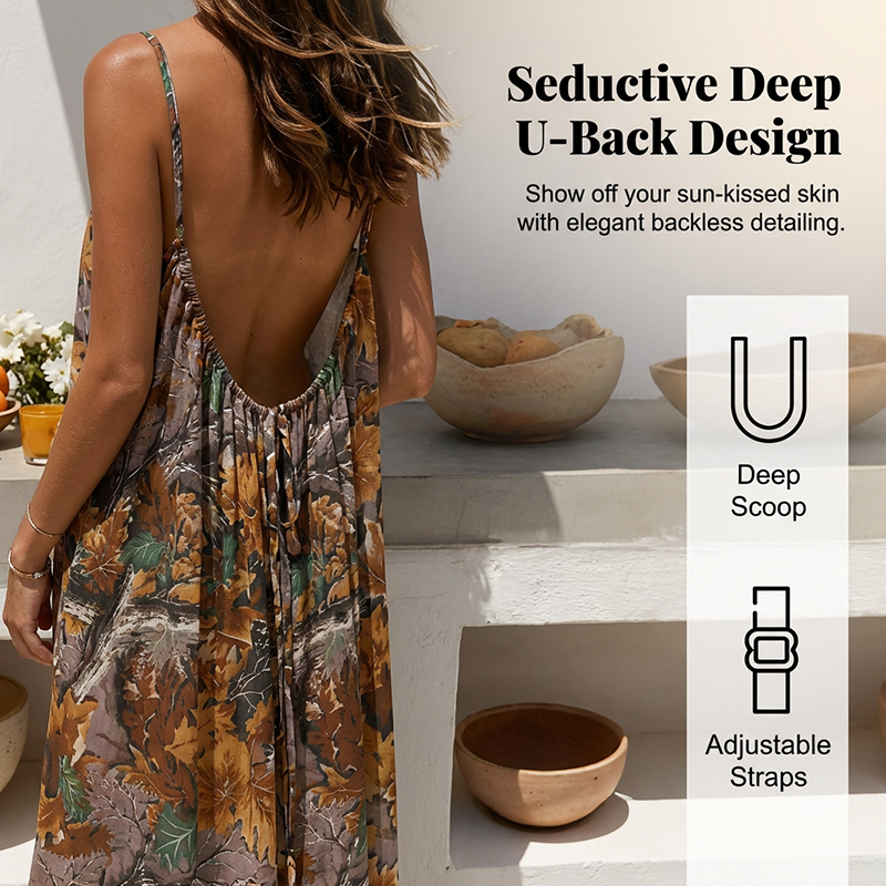 Women's Summer Backless Spaghetti Strap Maxi Dress