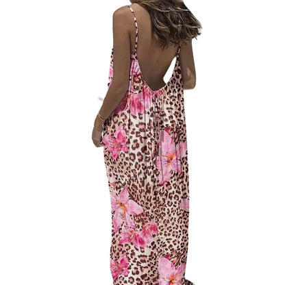 Women's Summer Backless Spaghetti Strap Maxi Dress