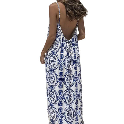 Women's Summer Backless Spaghetti Strap Maxi Dress