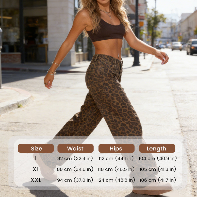 🔥 Hot sale 30% OFF🔥Women's Leopard Print High-Waist Wide-Leg Jeans