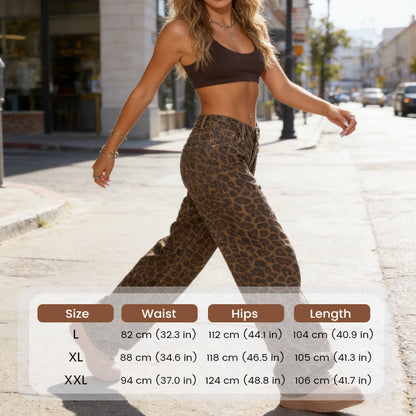 🔥 Hot sale 30% OFF🔥Women's Leopard Print High-Waist Wide-Leg Jeans