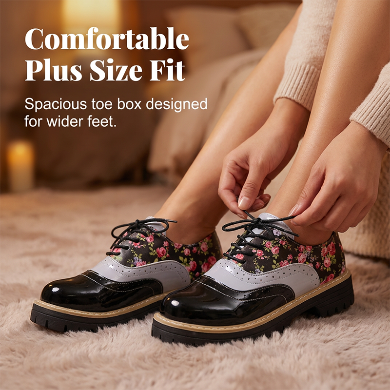 Women's Floral Print Platform Brogues