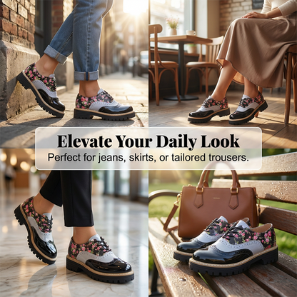Women's Floral Print Platform Brogues