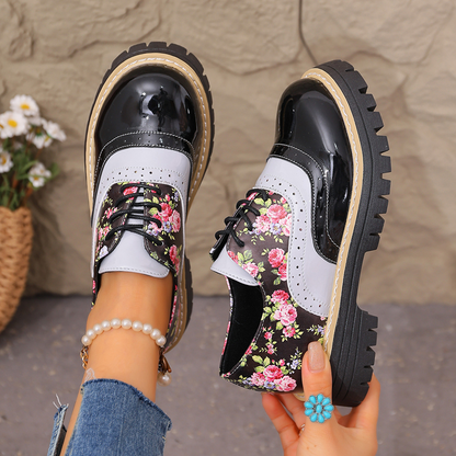 Women's Floral Print Platform Brogues
