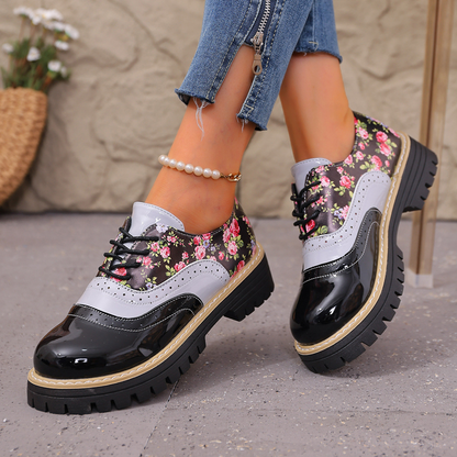 Women's Floral Print Platform Brogues