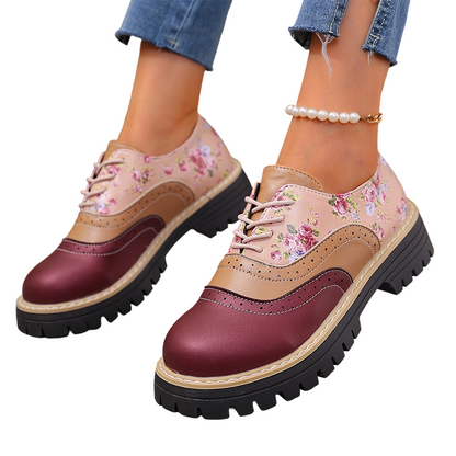 Women's Floral Print Platform Brogues