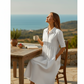Women's Casual High Waist Midi Shirt Dress