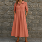 Women's Casual High Waist Midi Shirt Dress