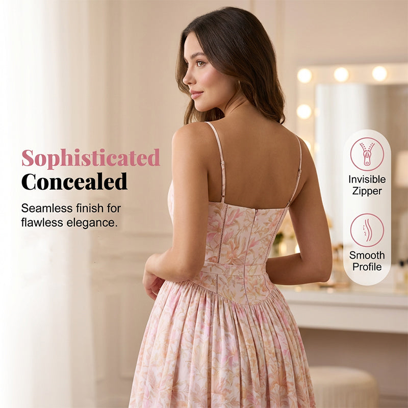 Elegant Floral Corset Maxi Dress